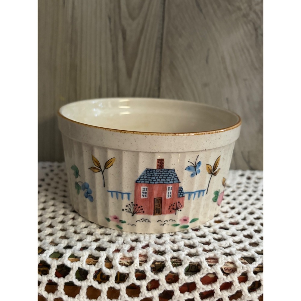 International Stoneware Heartland Ramekin Vintage Japan Farmhouse Geese Bowl